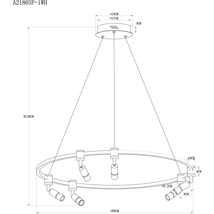 Подвесная люстра Arte Lamp Ring A2186SP-1WH