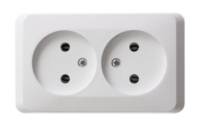 Розетка 2-ая бе з/з без шторок Systeme Electric Этюд наруж Бел PA16-005B