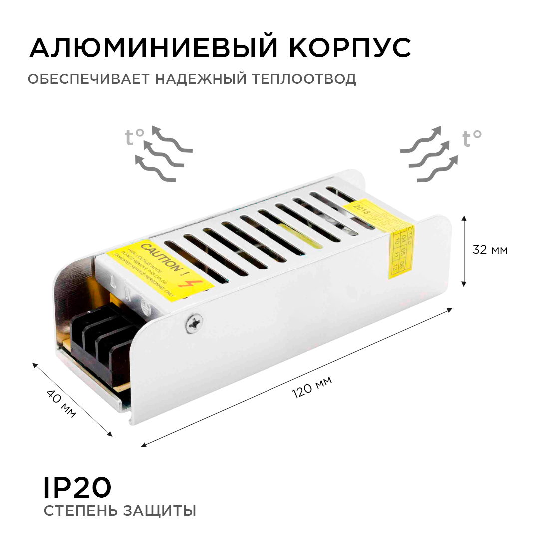 Блок питания Apeyron 20Вт DC12В 1.7А IP20 03-46/2