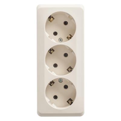 Розетка 3-ая с/з без шторок 16А 250B Systeme Electric Этюд наруж Крем PA16-011K