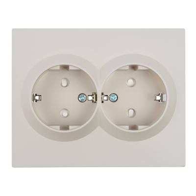 Розетка 2-местная с защитной шторкой (механизм) Stekker c/з 250В 16А Мия RST16-3114-08 пудровый жемчуг 50915