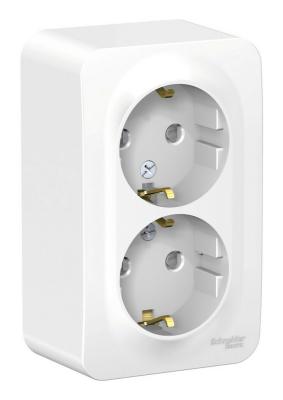 Розетка 2-ая с/з со шторками 16А, 250В, изолир. Пластина Systeme Electric Blanca наруж Бел BLNRA011211