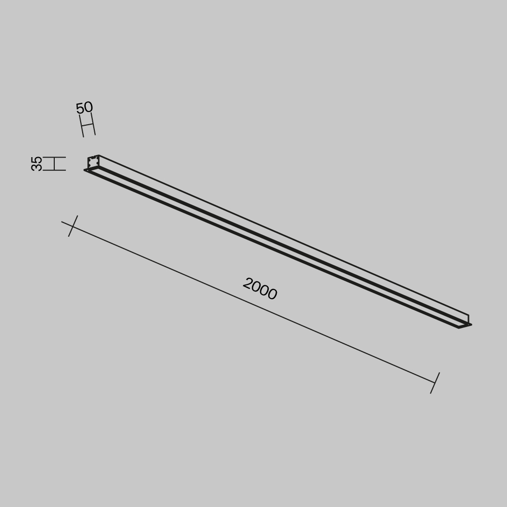 Линейный встраиваемый светильник Maytoni Technical 3000K 50x35 (Черный, 2 м) LL313015
