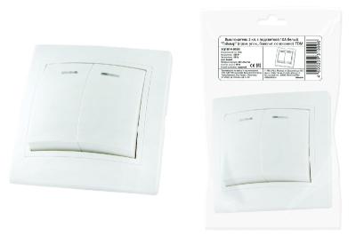 Выключатель двухклавишный с подсветкой Таймыр TDM Electric SQ1814-0505