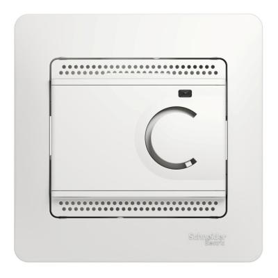 Термостат электронный теплого пола с датчиком, 10A (в сборе с рамкой) Systeme Electric Glossa Бел GSL000138