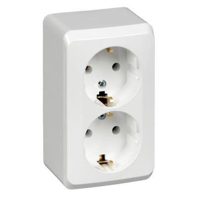 Розетка 2-ая с/з без шторок Systeme Electric Этюд наруж Бел PA16-007B