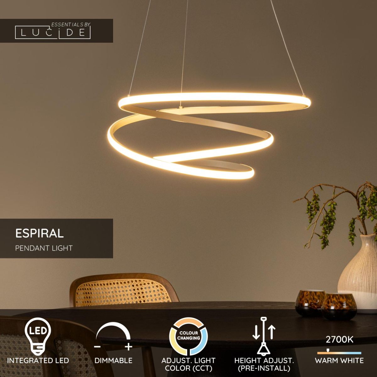 Подвесной светильник Lucide Espiral 78403/40/41