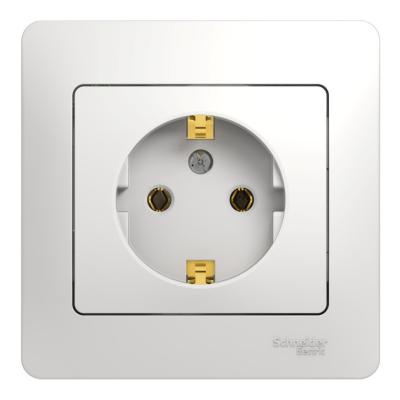Розетка с/з (в сборе с рамкой) Systeme Electric Glossa Бел GSL000142