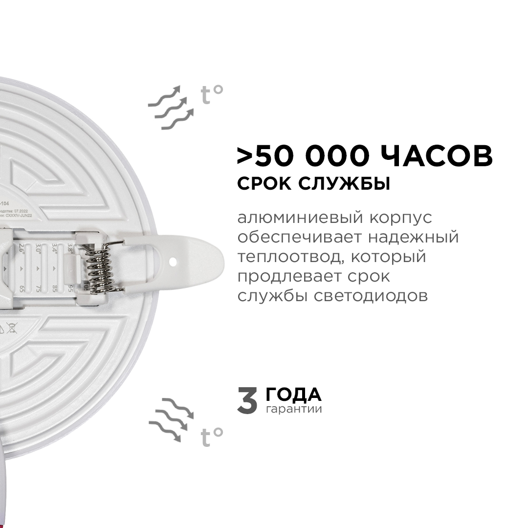 Встраиваемая светодиодная панель безрамочная Apeyron FLP 06-104