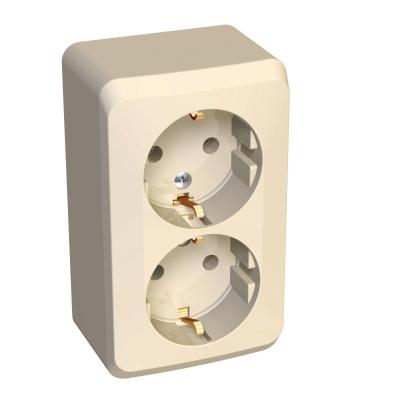 Розетка 2-ая с/з без шторок Systeme Electric Этюд наруж Крем PA16-007K