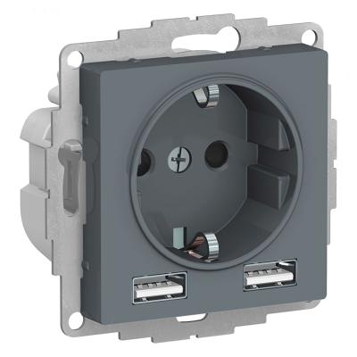 Розетка A+A, 5В/2,4А, 2х5В/1,2А, механизм Грифиль SO + USB Systeme Electric AtlasDesign ATN000730 Розетка A+A, 5В/2,4А, 2х5В/1,2А, механизм Грифиль SO + USB Systeme Electric AtlasDesign ATN000730