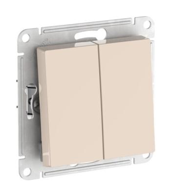 Выключатель 2-клавишный, сх.5, 10АХ, мех., быстрозажим. клем. Systeme Electric AtlasDesign Бежевый ATN000251S