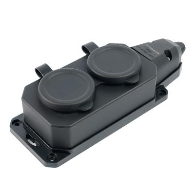Розетка переносная 2-местная c/з Stekker RST16-2-44 250В 16А IP44 черный 50805