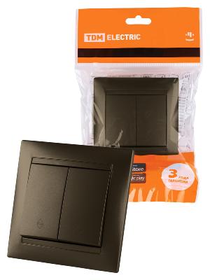 Выключатель двухклавишный на 2 направления Лама TDM Electric SQ1815-0707