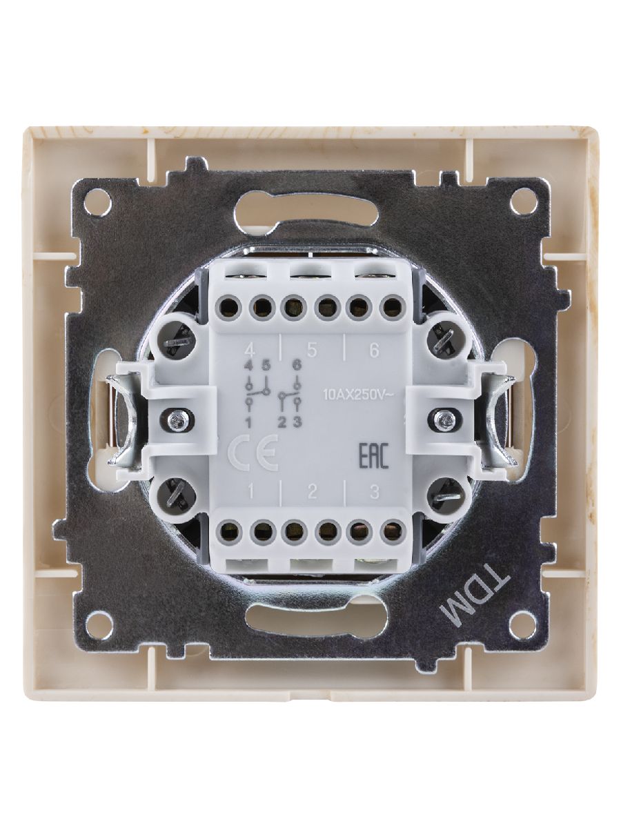 Выключатель двухклавишный на 2 направления Лама TDM Electric SQ1815-0307