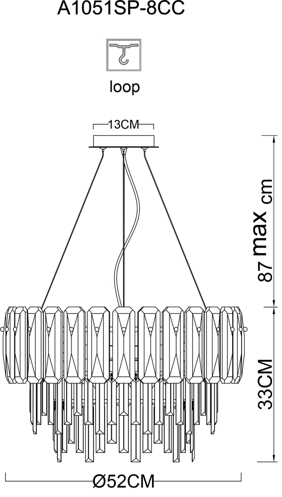 Подвесная люстра Arte Lamp Nicoletta A1051SP-8CC