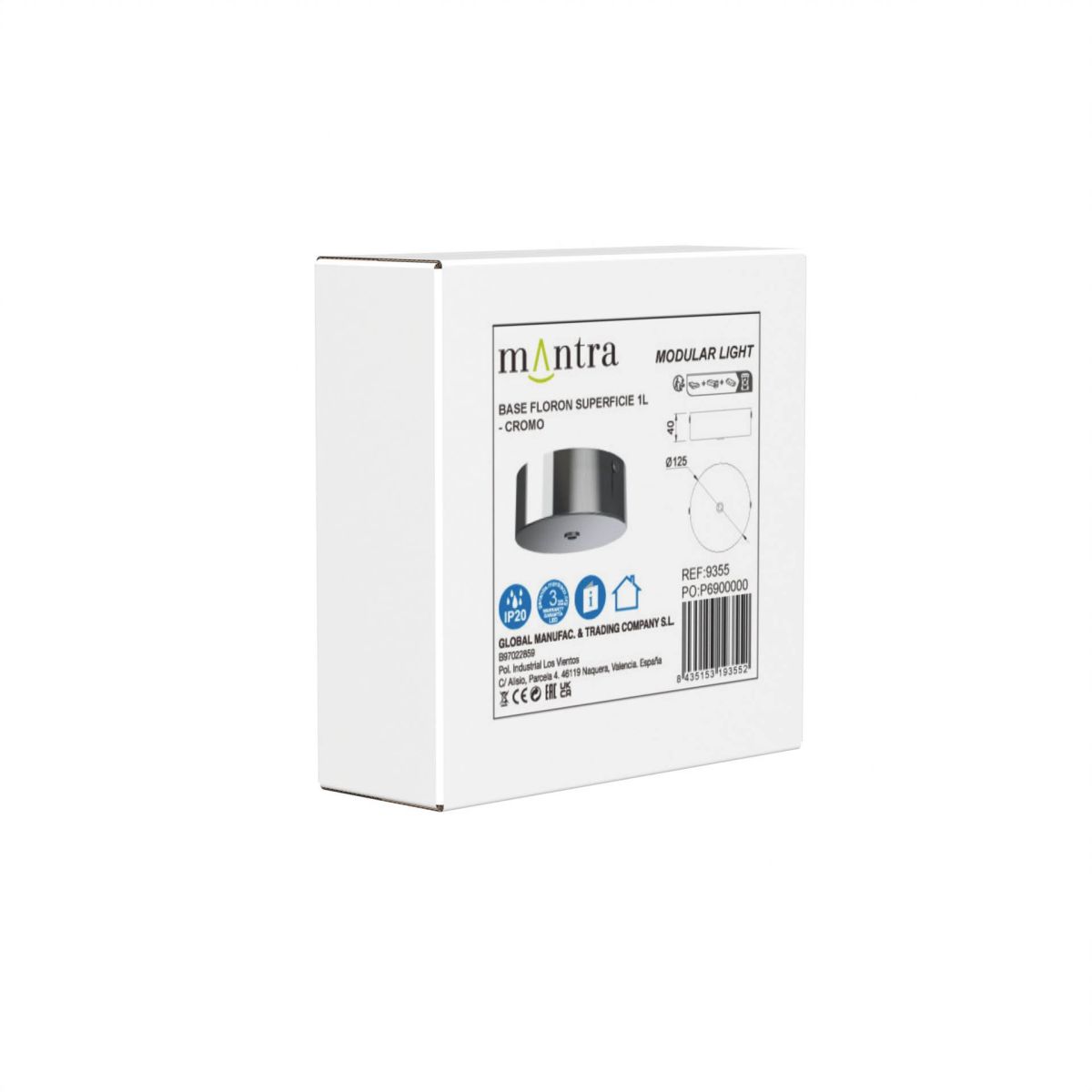 Основание потолочное 1L Mantra Modular Light Florones 9355