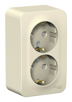 Розетка 2-ая с/з со шторками 16А, 250В, изолир. Пластина Systeme Electric Blanca наруж Молочная BLNRA011212