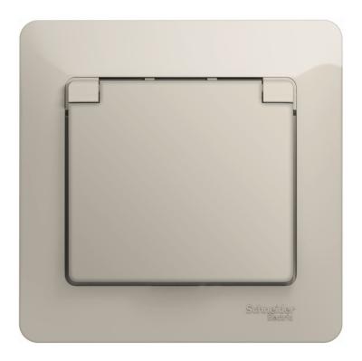 Розетка с/з со шторками с крышкой IP20 (в сборе) Systeme Electric Glossa Молочный GSL000946