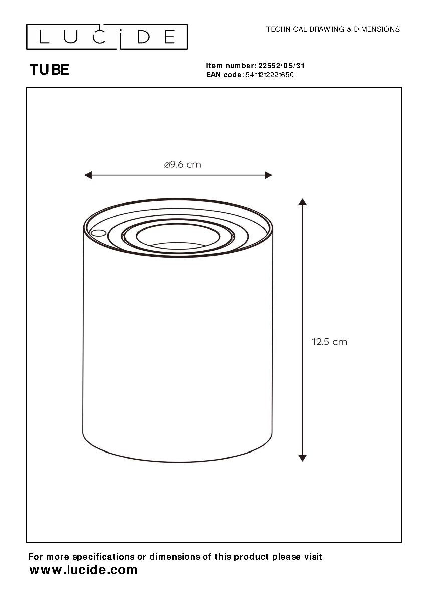 Настольная лампа Lucide Tube 22552/05/31