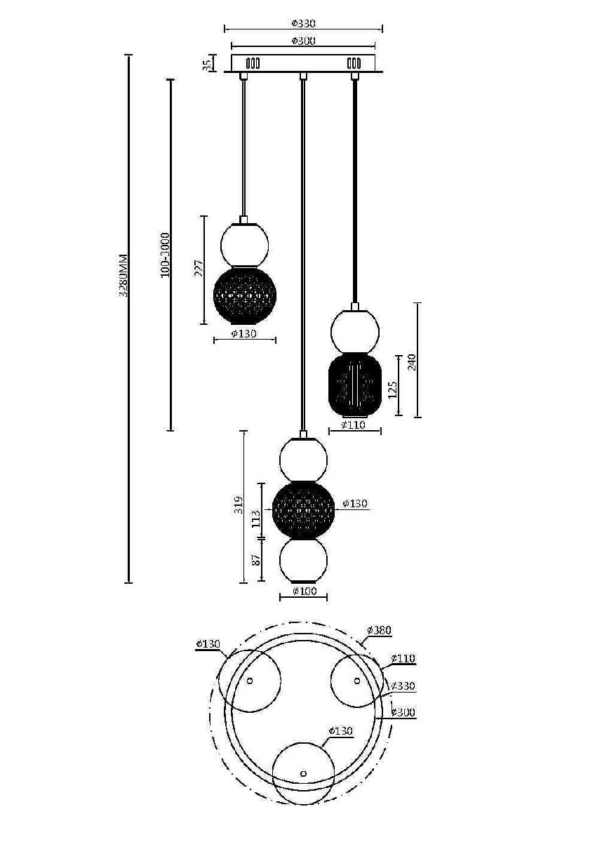 Подвесной светильник Maytoni Drop MOD273PL-L33G3K