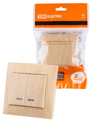Выключатель двухклавишный с подсветкой Лама TDM Electric SQ1815-0305