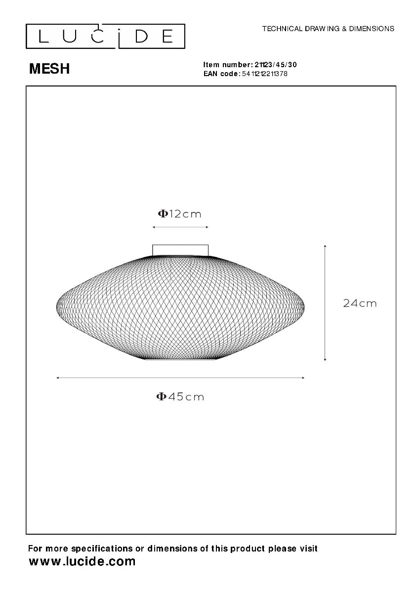 Потолочный светильник Lucide Mesh 21123/45/30