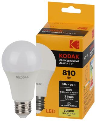 Лампа светодиодная Kodak LED A60-9W-830-E27 K 9Вт груша теплый белый свет Е27 Б0057602