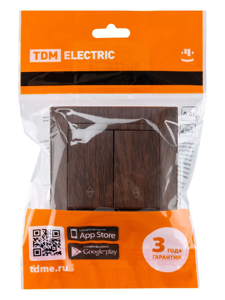 Выключатель двухклавишный на 2 направления Лама TDM Electric SQ1815-0407