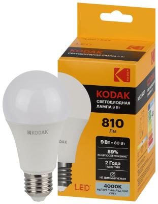 Лампа светодиодная Kodak LED A60-9W-840-E27 K 9Вт груша нейтральный белый свет Е27 Б0057603