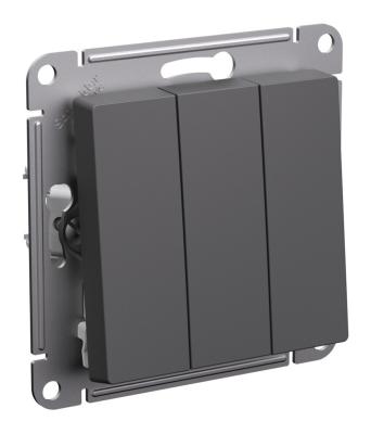 Выключатель 3-клавишный, сх.1+1+1, 10АХ, механизм Systeme Electric AtlasDesign Базальт ATN001431