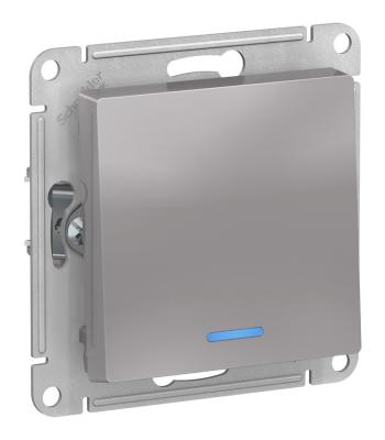 Выключатель 1-клавишный с подсветкой, сх.1а, 10АХ, механизм Systeme Electric AtlasDesign Алюминий ATN000313