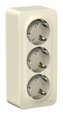 Розетка 3-ая с/з со шторками 16А, 250В, изолир. Пластина Systeme Electric Blanca наруж Молочная BLNRA011312