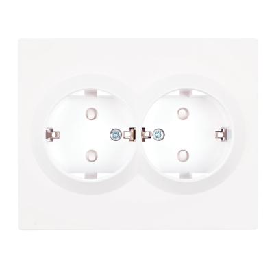 Розетка 2-местная с защитной шторкой (механизм) Stekker с/з 250В 16А Мия RST16-3114-01 белая магнолия 50913