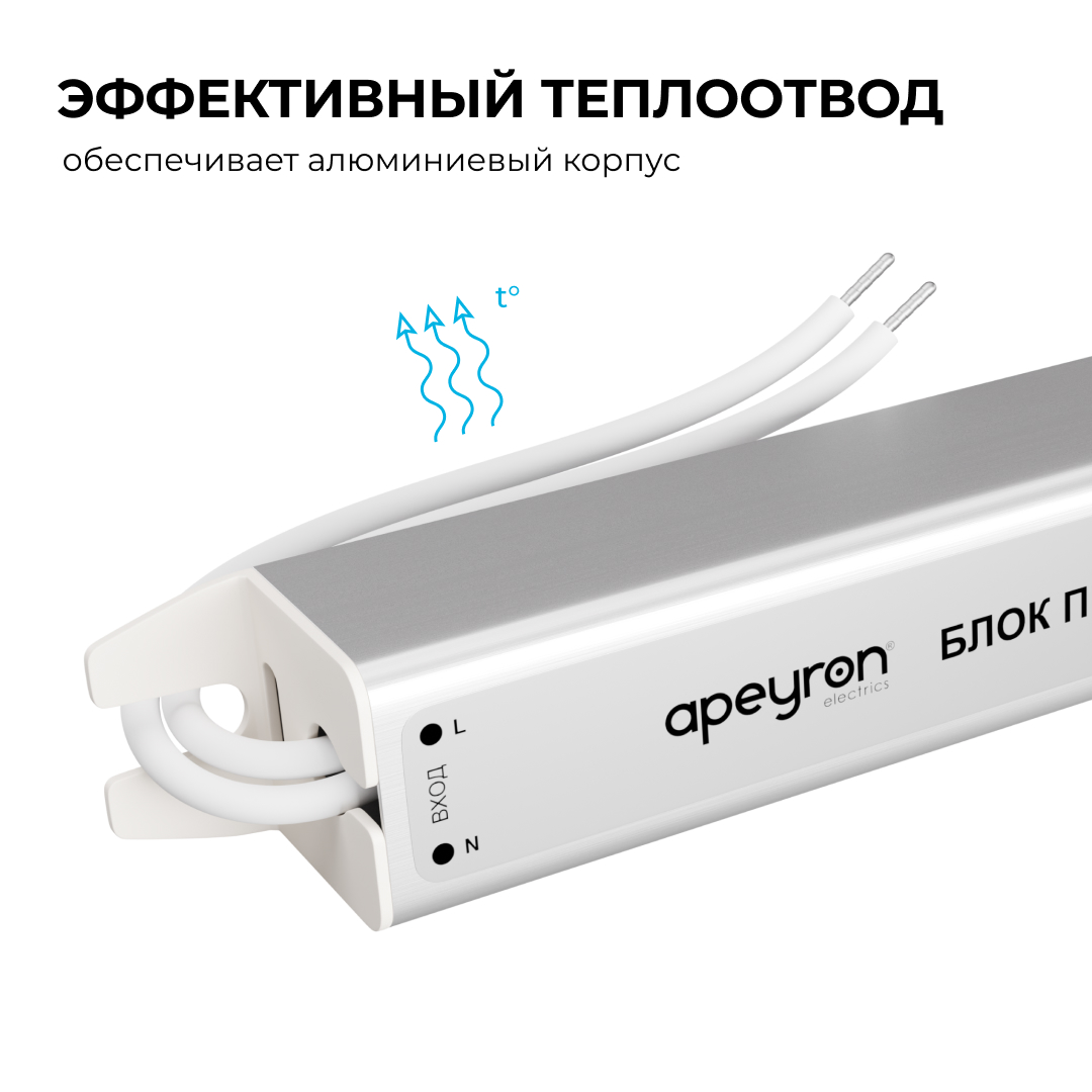 Блок питания Apeyron 24В, 24Вт, 200-264В, 1А, IP20 03-182
