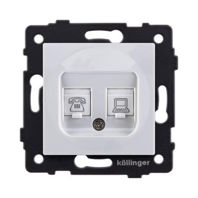 Розетка двойная RJ11 + RJ45 Cat.6, белый Kollinger REA-011WH для Aspekt, Eleganz, Reflex