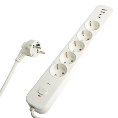 Сетевой фильтр 5-местный с/з и 2 USB-A+2 Type-C 3 Stekker Nova HM21-51-03 50103