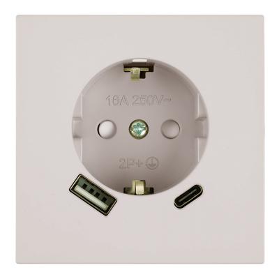 Розетка 1-местная 16А + USB + Type C (механизм) Stekker 250В 20W Мия RST16-3119-08 50482