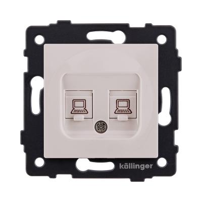 Розетка двойная Ethernet RJ45 Cat.6, кашемир матовый Kollinger REA-019CM для Aspekt, Eleganz, Reflex