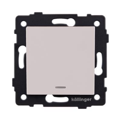 Выключатель 1-клавишный проходной 10А/250В с LED подсветкой, кашемир матовый Kollinger REA-S-004CM для Aspekt, Eleganz, Reflex