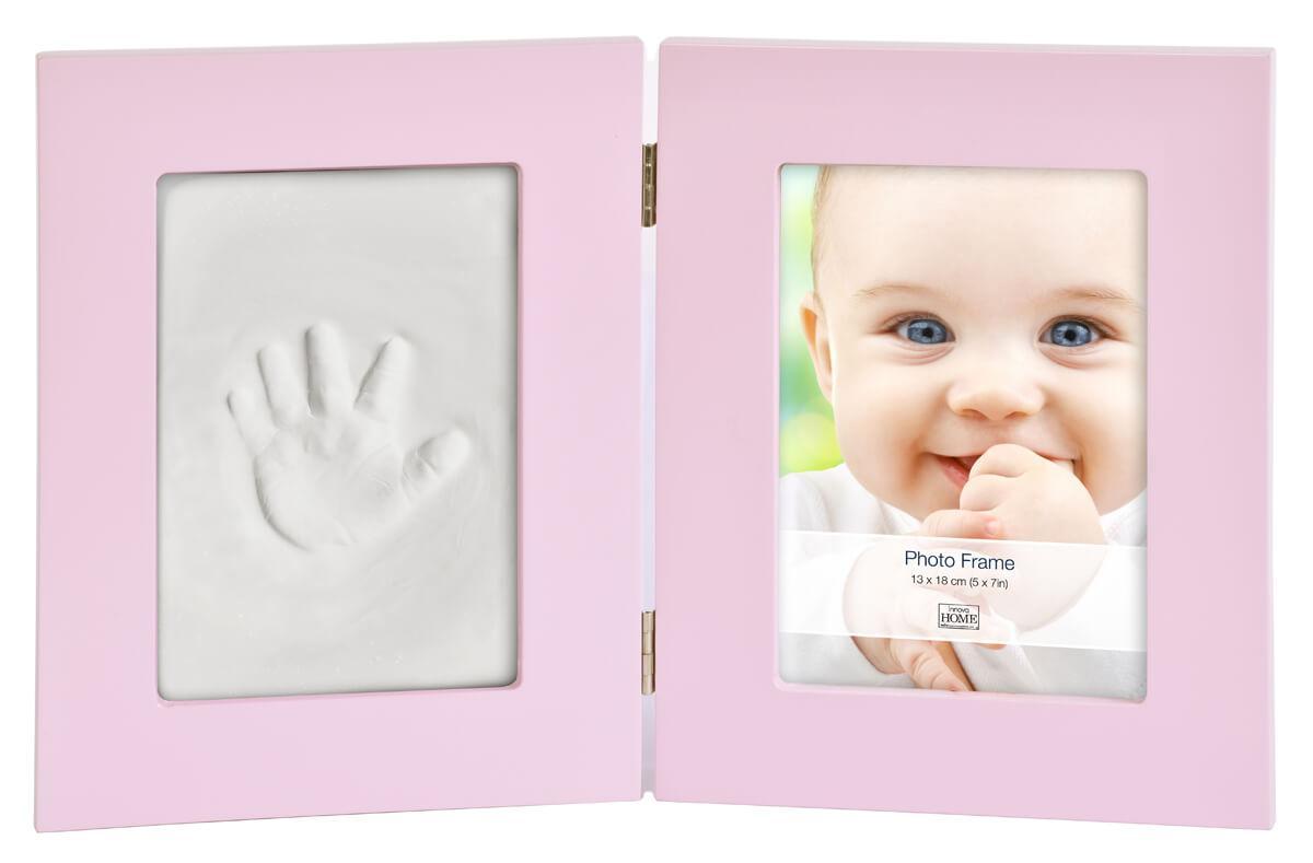 Фоторамка Innova PI07885 Фоторамка 13*18 + набор для лепки Baby Keepsake photo and imprint kit розовая, МДФ Б0032001
