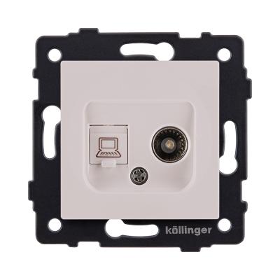 Розетка двойная TV (мама) + RJ45 Cat.6, кашемир матовый Kollinger REA-021CM для Aspekt, Eleganz, Reflex