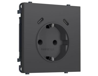 Комплект механизма электрической розетки SIGMA Графит Мягкое касание 2USB С+C 20W Ambrella Volt MS910510 (SP9105, PR165)