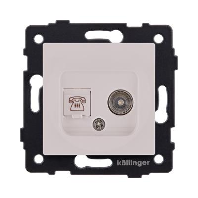 Розетка двойная TV (мама) + телефонная розетка RJ11, кашемир матовый Kollinger REA-013CM для Aspekt, Eleganz, Reflex