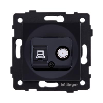 Розетка двойная спутниковая SAT + RJ45 Cat.6, черный Kollinger REA-014BK для Aspekt, Eleganz, Reflex