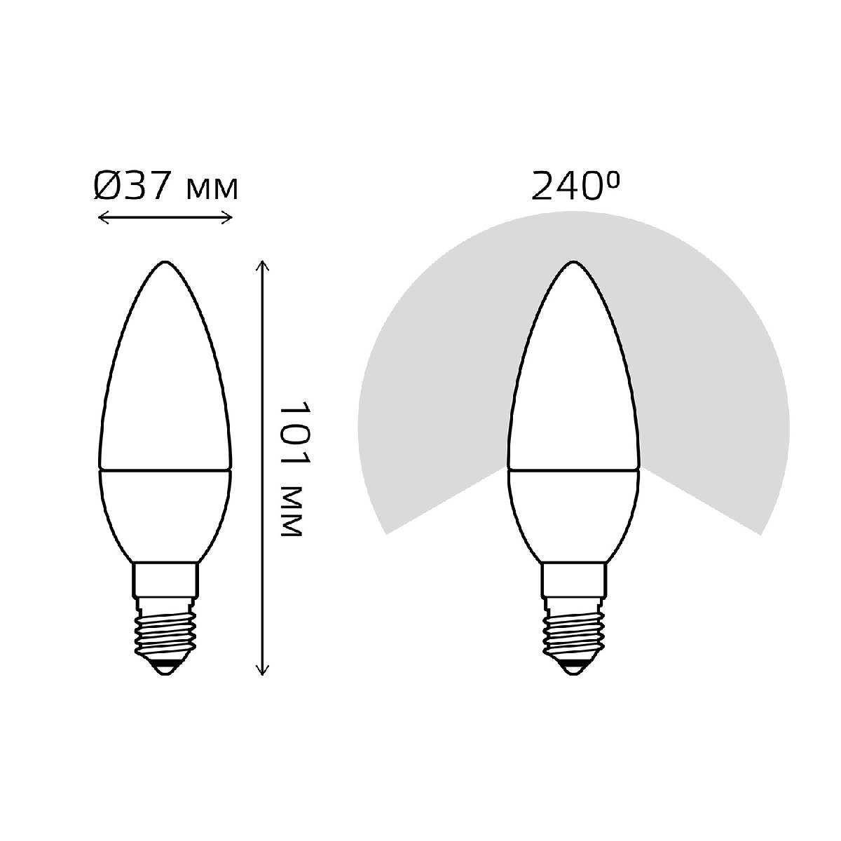 Лампа светодиодная диммируемая Gauss E14 7W 6500K свеча матовая 103101307-S