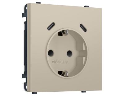 Комплект механизма электрической розетки SIGMA Кашемир 2USB С+C 20W Ambrella Volt MS350510 (SP3505, PR165)