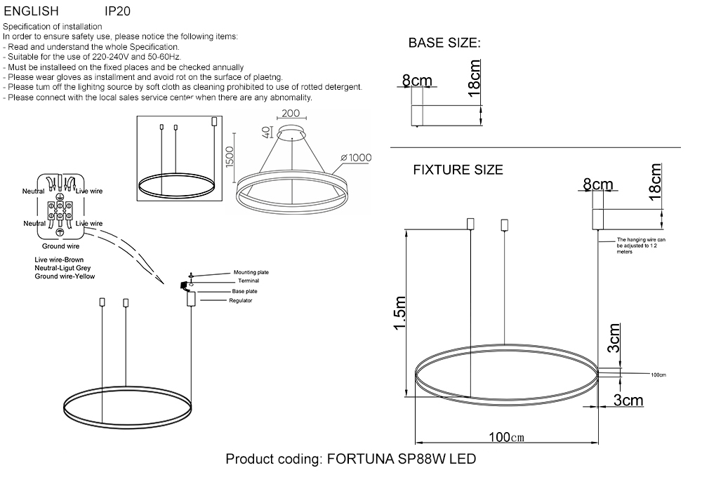 Подвесная люстра Crystal Lux FORTUNA SP88W LED GOLD