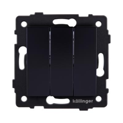 Выключатель 3-клавишный 10А/250В, изогнутый, черный Kollinger REA-R-012BK для Aspekt, Eleganz, Reflex