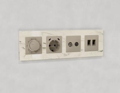 Комплект механизма компьютерной двойной розетки RJ-45 с автоматической защитной шторкой Alfa Серо-бежевый матовый Quant Ambrella Volt MA372110 (AP3721, VM189)